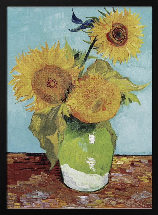 Vase With Three Sunflowers - Poster / Art Print