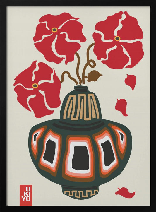 Ukiyo Vase Flower Greige - Poster / Art Print