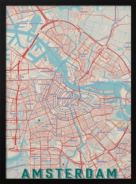 Retro Map   Amsterdam - Poster / Art Print