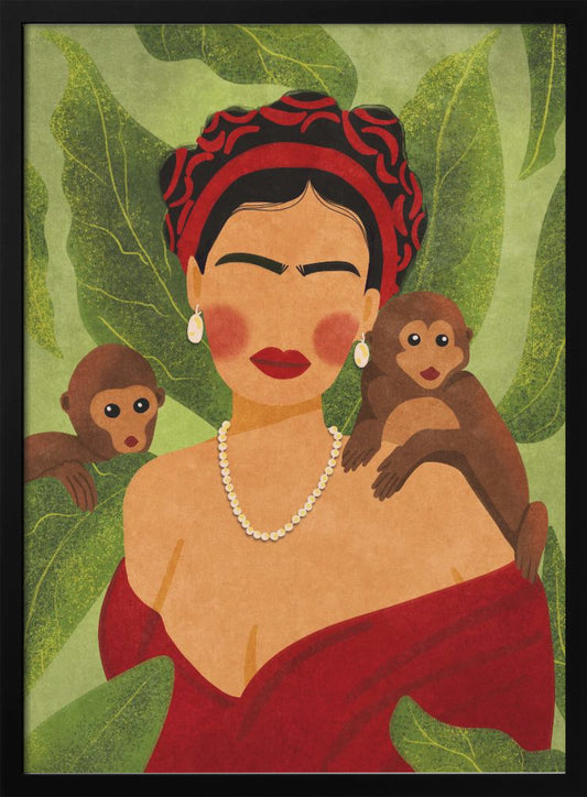 Frida and Monkeys - Poster / Art Print