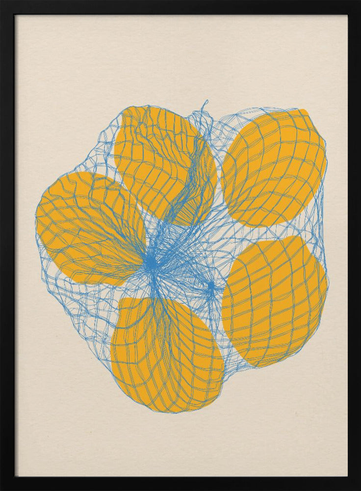 Five Lemons In a Net Bag - Poster / Art Print
