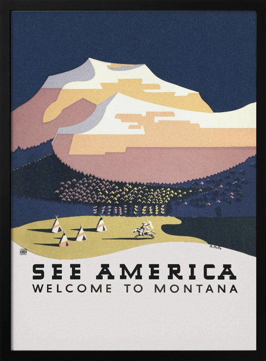 See America. Welcome To Montana (1936) Travel Poster By Richard Halls - Poster / Art Print