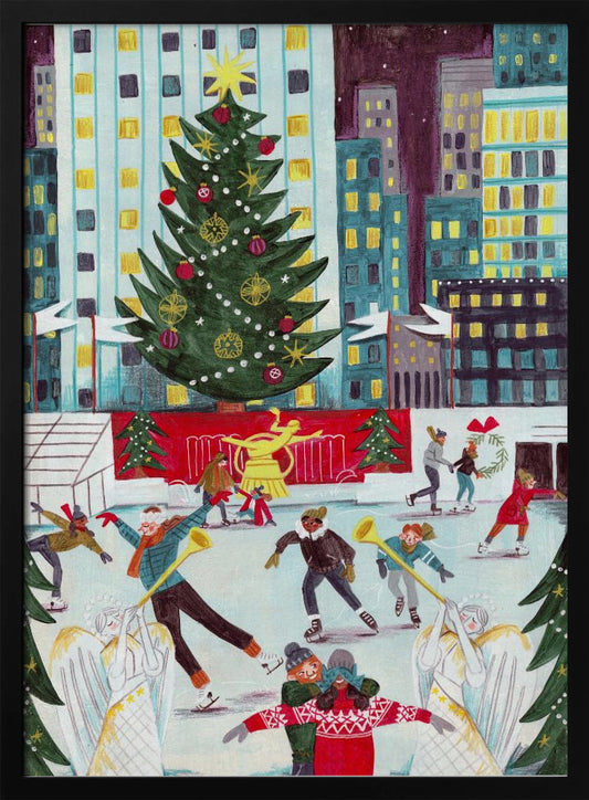 Ice skating at Rockefeller center - Poster / Art Print