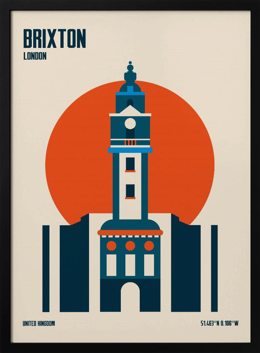 Brixton Tower Retro Travel Print - Poster / Art Print