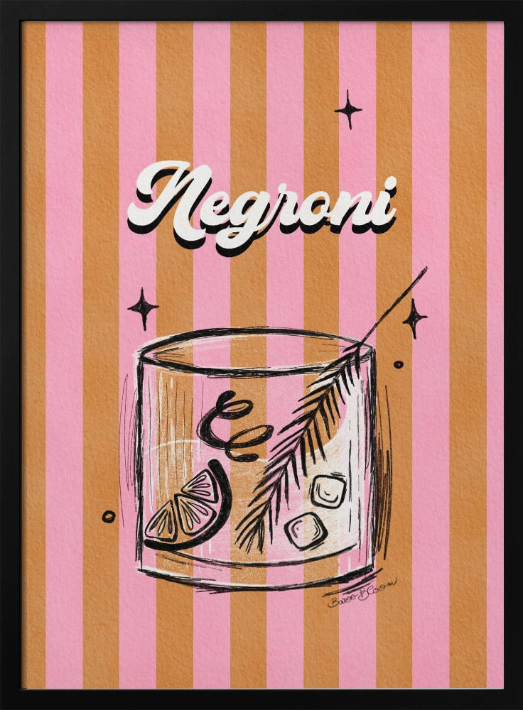 Negroni Drink on Stripes - Poster / Art Print
