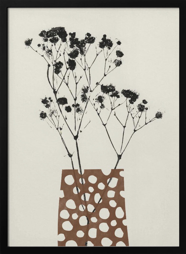 Gypsophila In A Brown Vase - Poster / Art Print