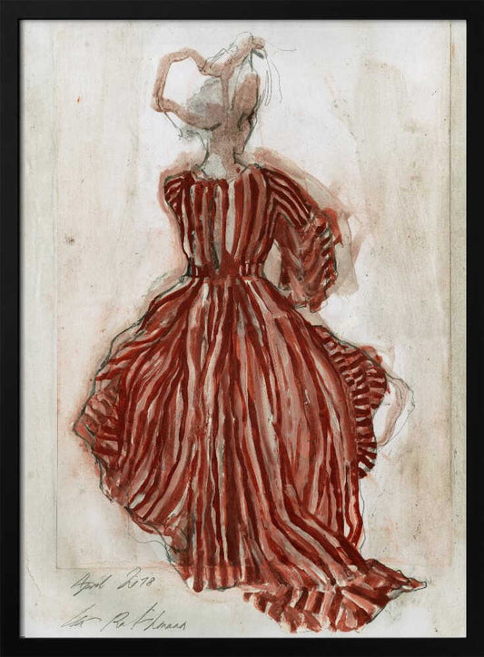 Woman In A Red Striped Dress - Poster / Art Print