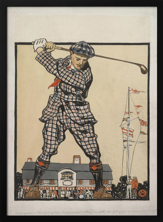 Man Swinging Golf Club (1915) - Poster / Art Print