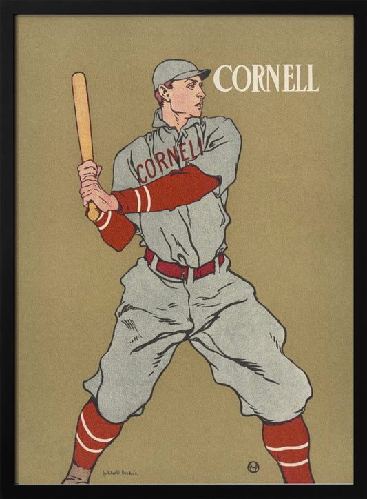 Vintage Drawing of a Baseball Player Holding a Bat - Poster / Art Print