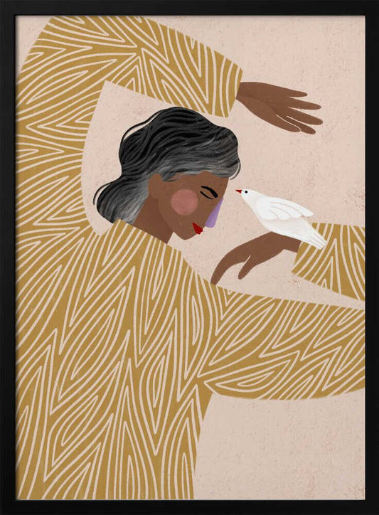 The Woman With a Bird - Poster / Art Print
