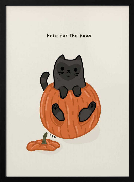 Black Cat Playfully Sitting In A Pumpkin - Poster / Art Print