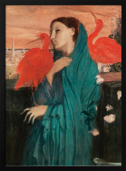 Young Woman With Ibis - Poster / Art Print
