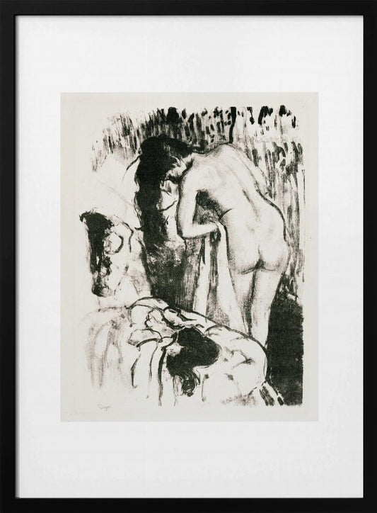 Nude Woman Standing, Drying Herself - Poster / Art Print