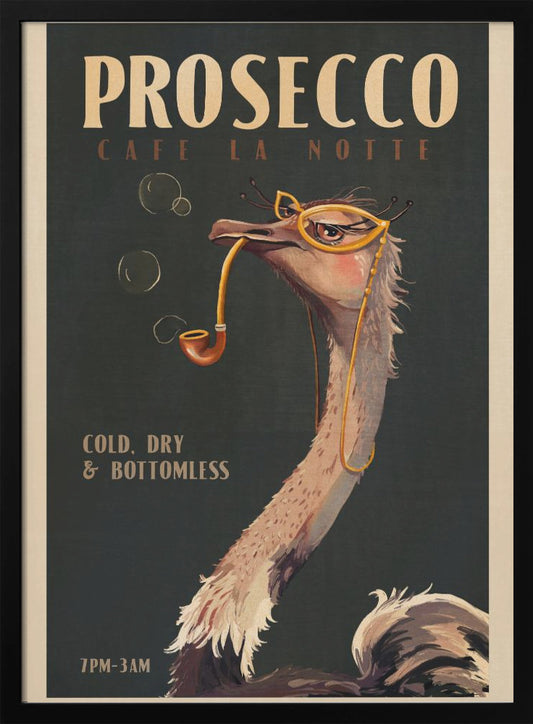 Art Deco Prosecco Wall Art Of An Ostrich - Poster / Art Print