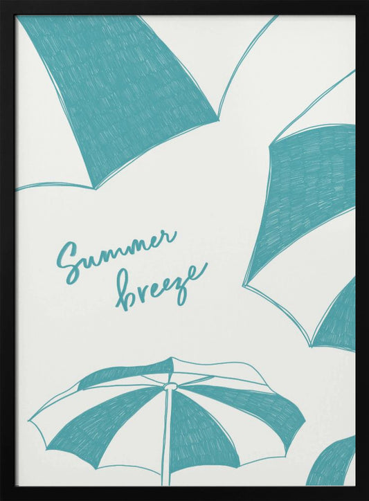 Summer beach parasols pencil sketch - Poster / Art Print