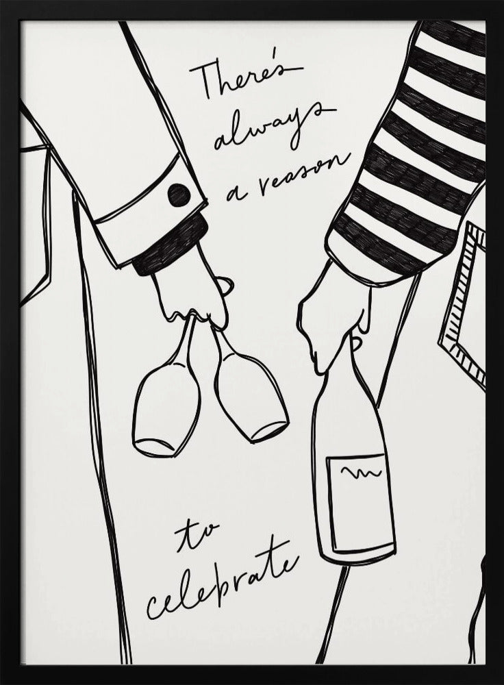 Woman holding wine bottle and wine glass - Poster / Art Print