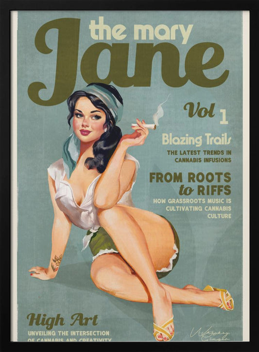 Mary Jane Retro Vintage Pinup Cannabis Art - Poster / Art Print
