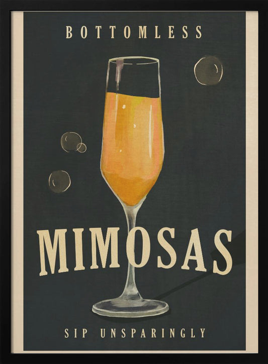 Bottomless Mimosas Art Deco Cocktail Bar Art - Poster / Art Print