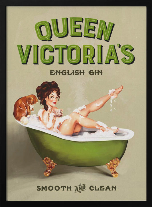 Queen Victoria English Gin Bath Pinup Girl - Poster / Art Print