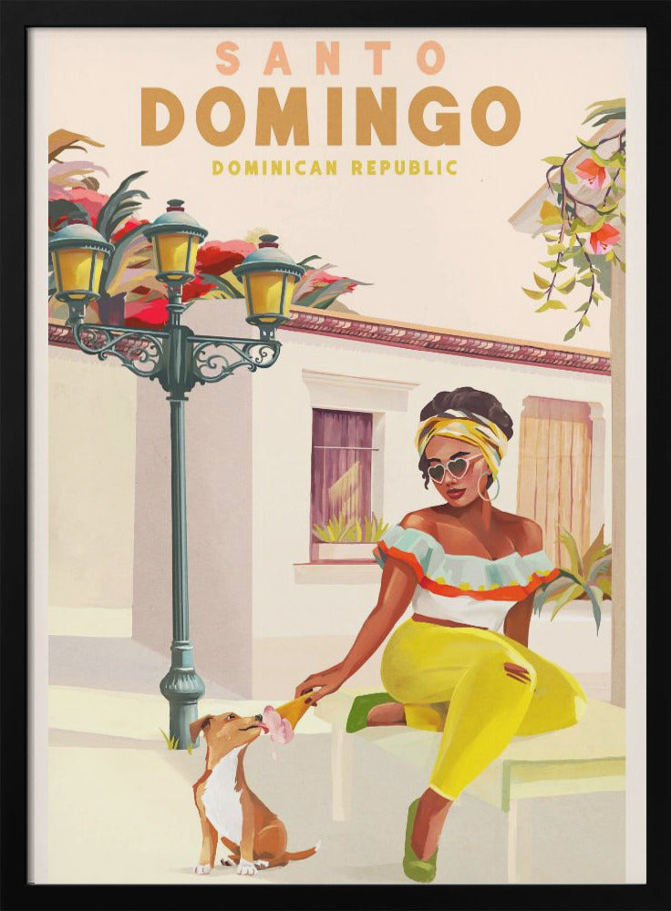 Santo Domingo Dominican Republic Woman & Dog - Poster / Art Print