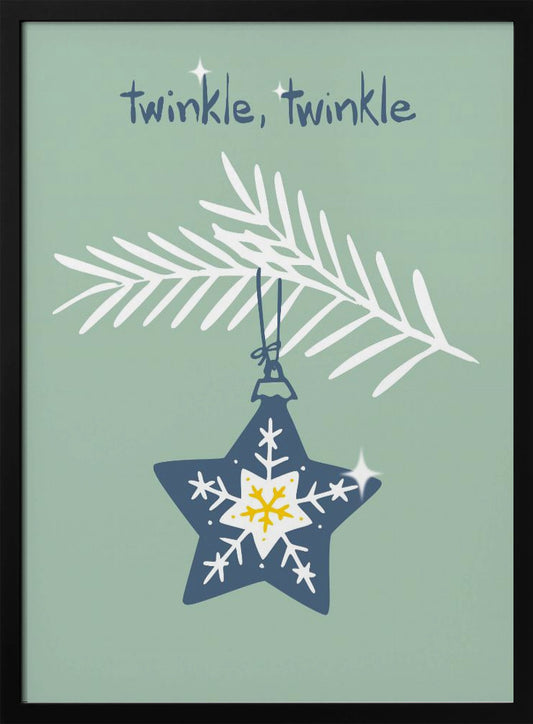 Cheerful twinkle Christmas star mint - Poster / Art Print