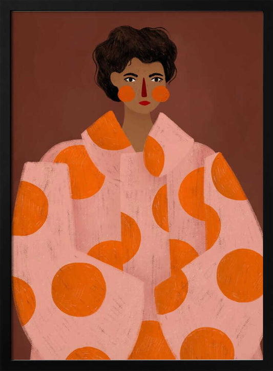 Woman With Orange Dots - Poster / Art Print