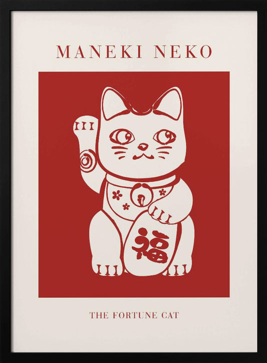 Maneki-Neko Cat Red - Poster / Art Print