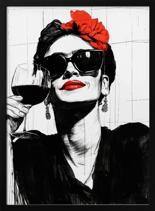 Woman and drink - Poster / Art Print