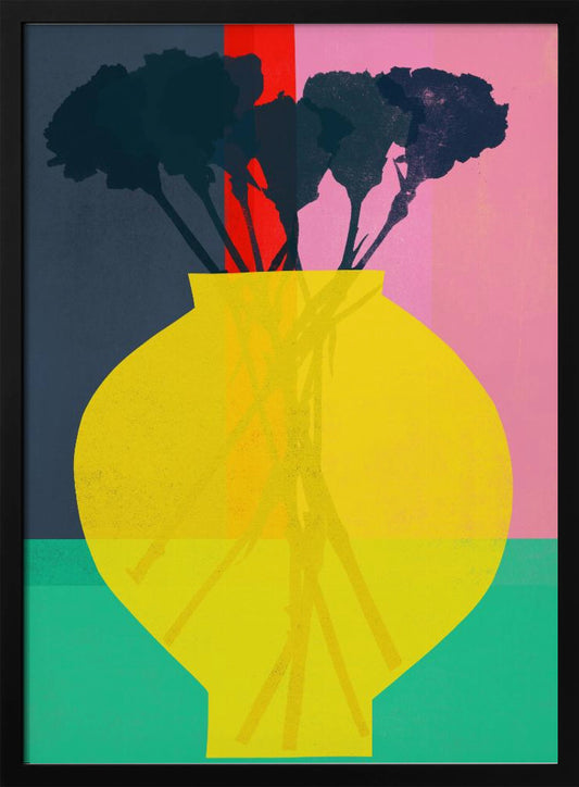 Flower and Yellow Vase Silhouette - Poster / Art Print