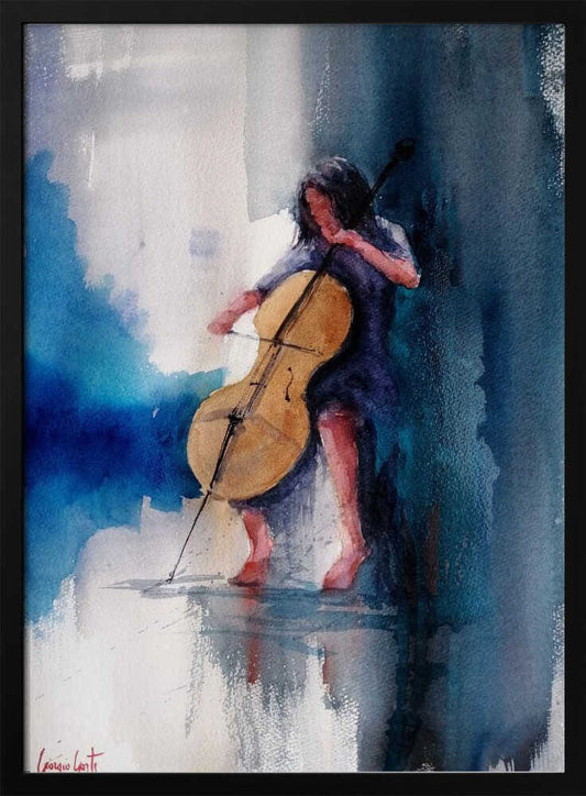 A Musician Playing A Cello - Poster / Art Print