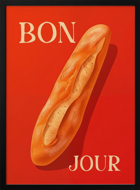 Baguette On A Red Background - Poster / Art Print