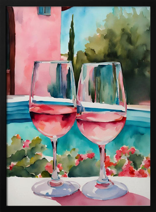 Rosé am Pool - Poster / Art Print