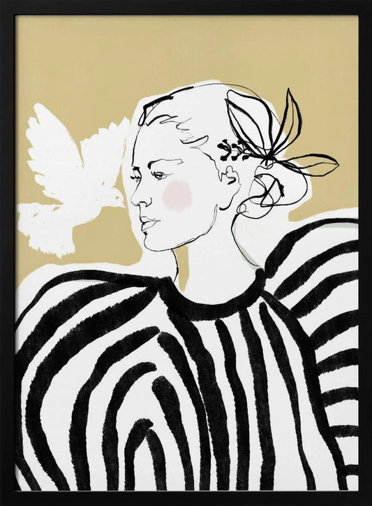 Woman Profile with a Zebra Stripe Pattern - Poster / Art Print