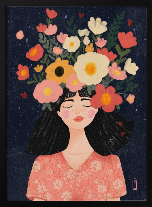 Midnight Flowers and Thoughts - Poster / Art Print
