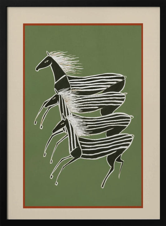 Horses In Stripes - Poster / Art Print