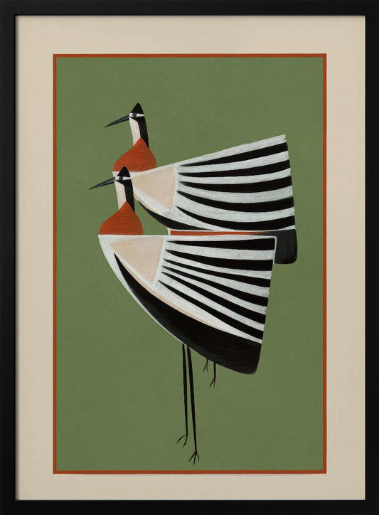 Striped Bird Pair - Poster / Art Print