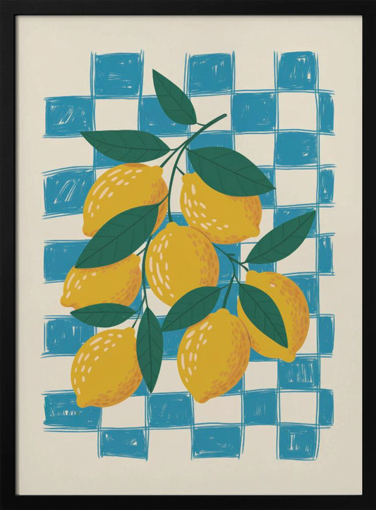 Lemon and Checks No 1 - Poster / Art Print