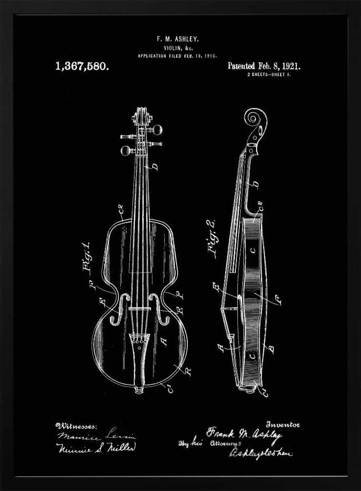 Violin Patent 1921 - Poster / Art Print