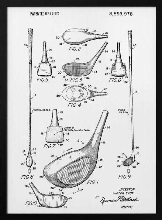 Golf Club Patent 1972 - Poster / Art Print