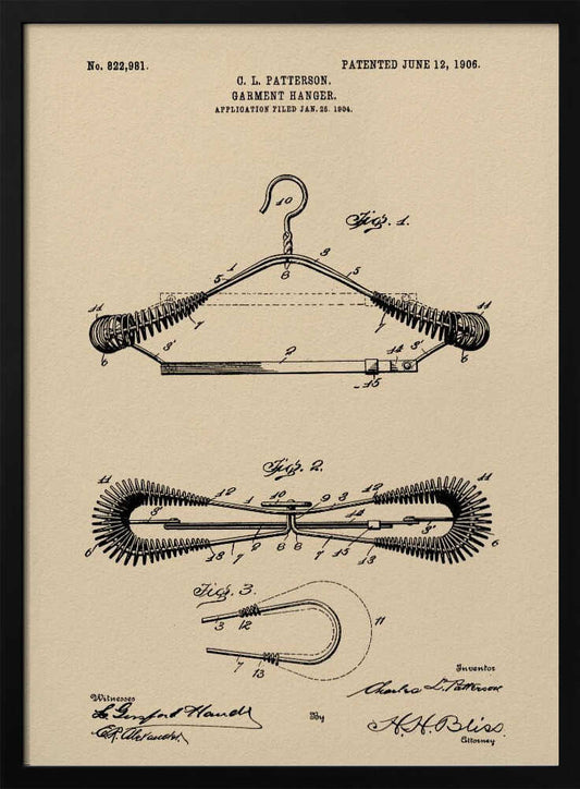 Garment Hanger Patent 1906 - Poster / Art Print