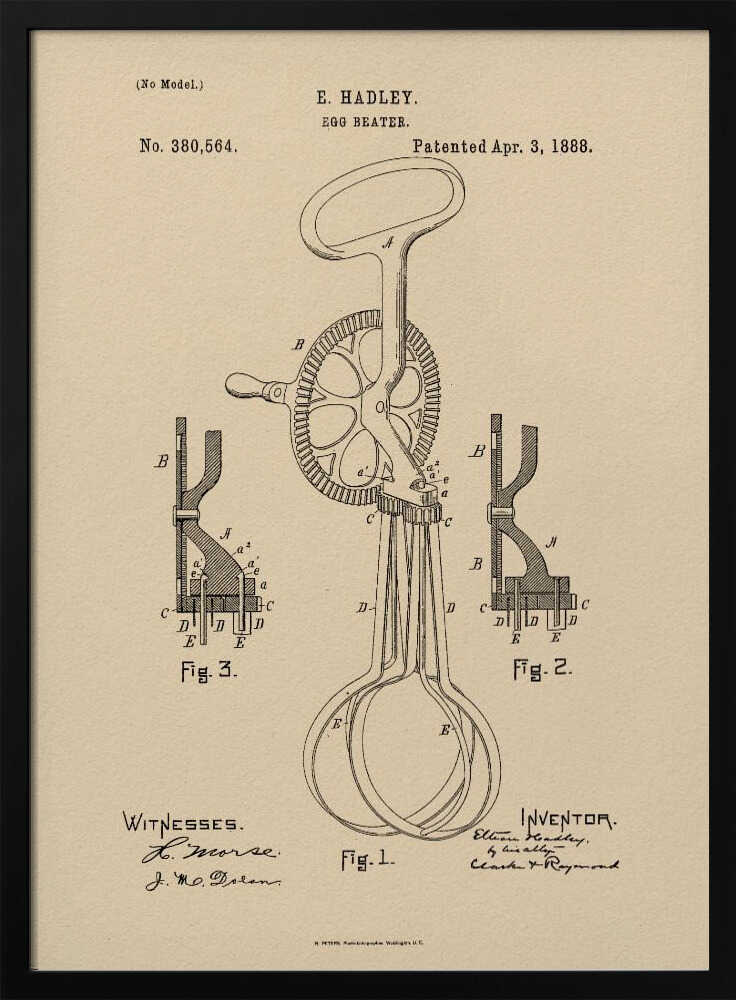 Egg Beater Patent 1888 - Poster / Art Print