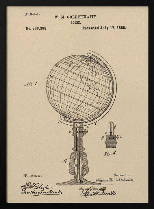 Globe Patent 1888 - Poster / Art Print