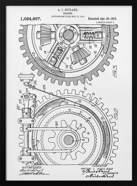 Gearing Patent 1912 - Poster / Art Print