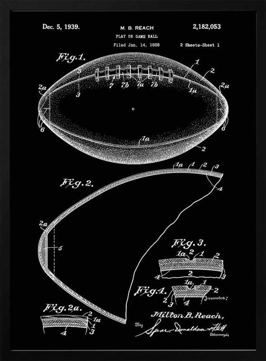 Football Patent 1938 - Poster / Art Print