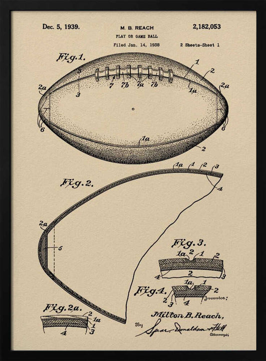 Football Patent 1938 - Poster / Art Print