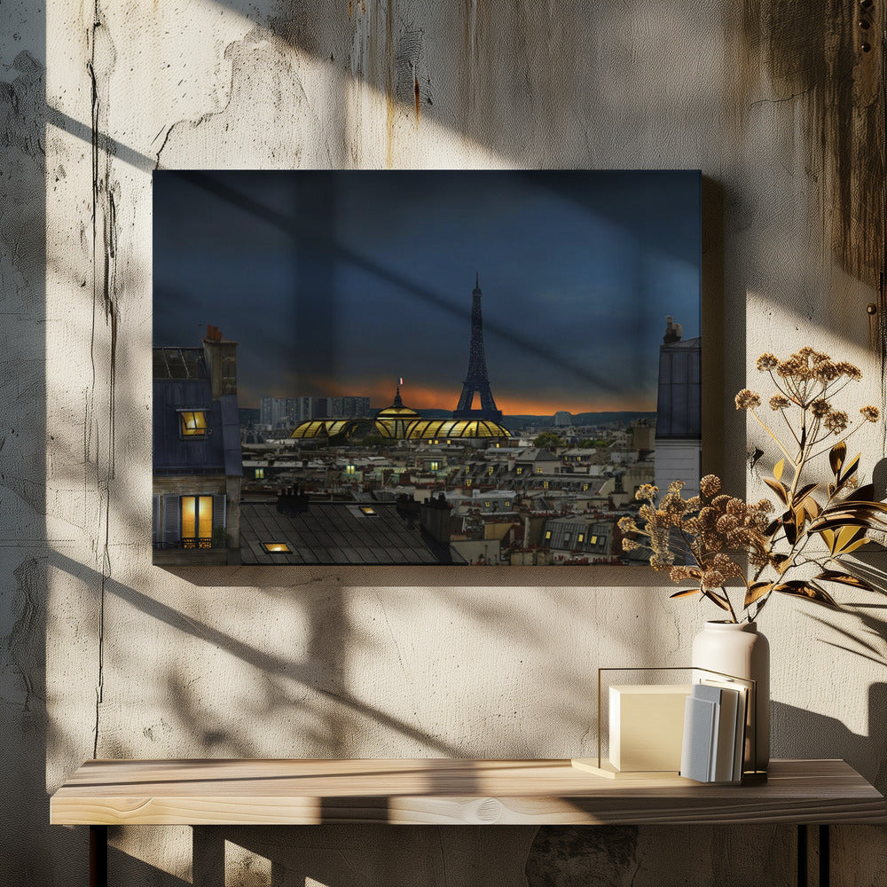 the twilight falls on the city of lights - Poster / Art Print