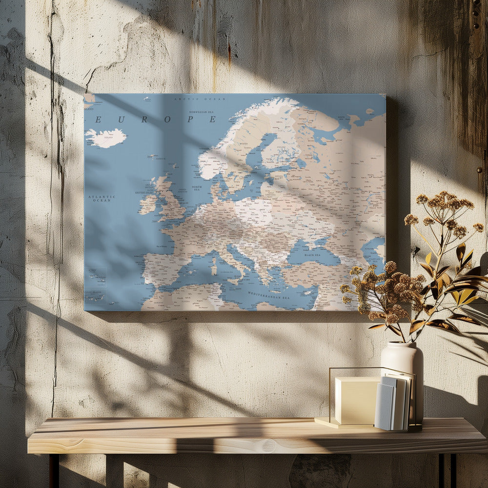 Amias detaljerade Europakarta - Poster / Art Print