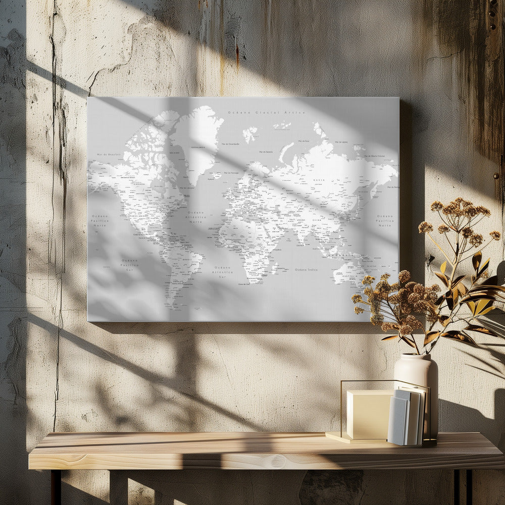 Hart World Map in Spanish - Poster / Art Print