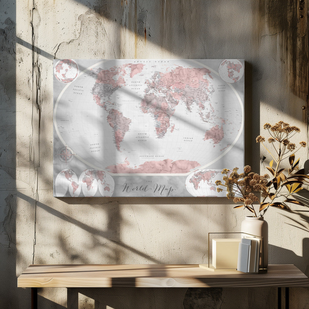 Klassisk världskarta i vattenfärg - Poster / Art Print