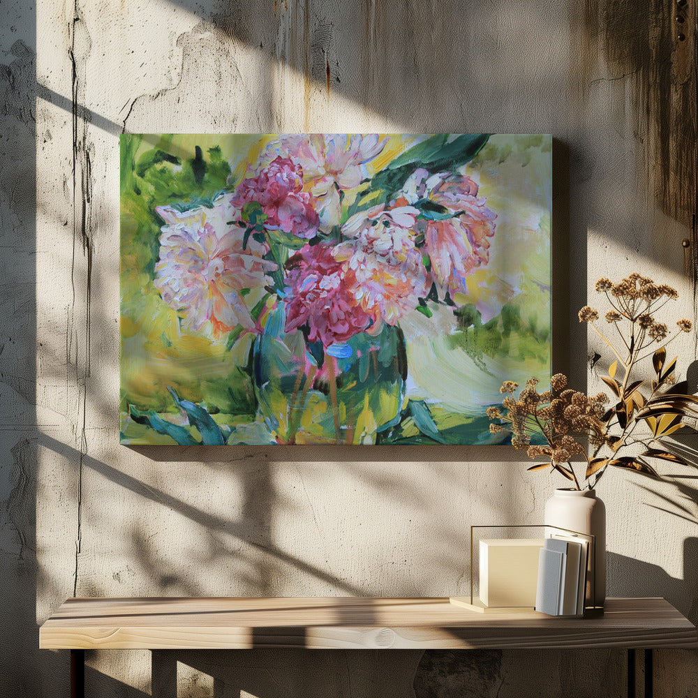 Peonies in a vase - Poster / Art Print